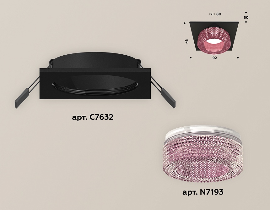 XC7632022 SBK/PI черный песок/розовый MR16 GU5.3 (C7632, N7193)