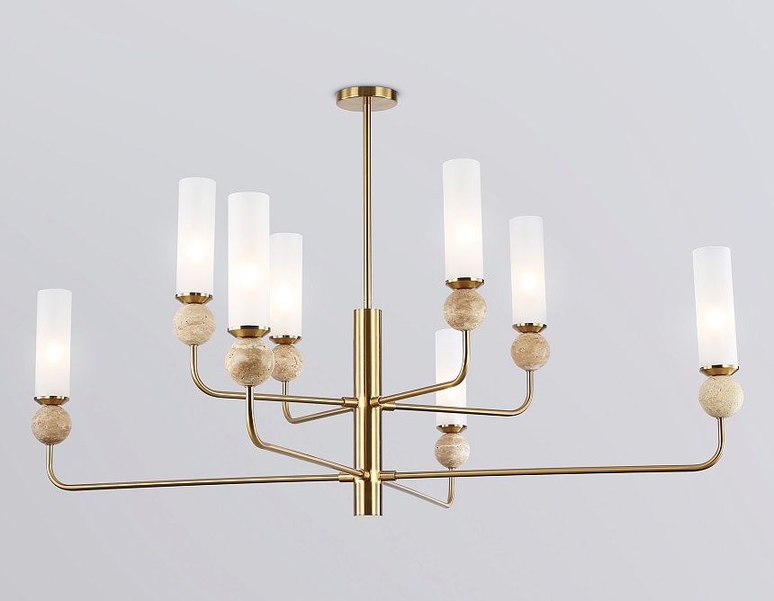 LH53252/8 BS/FR латунь/белый матовый E14*8 max 40W D1260*1445