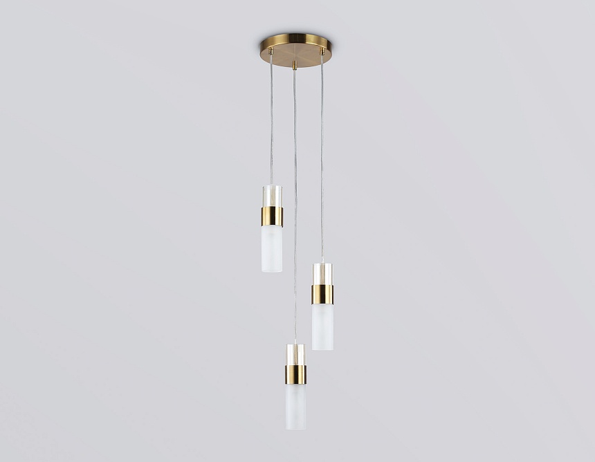 LH55112/3 BS/FR/TI латунь/белый матовый/янтарь E14*3 max 40W D220*1200