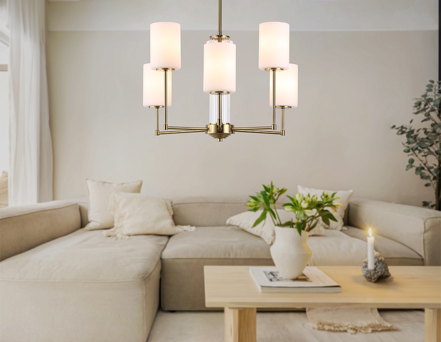 LH56215/6 BS/FR латунь/белый матовый E27/6 max 60W D600*600