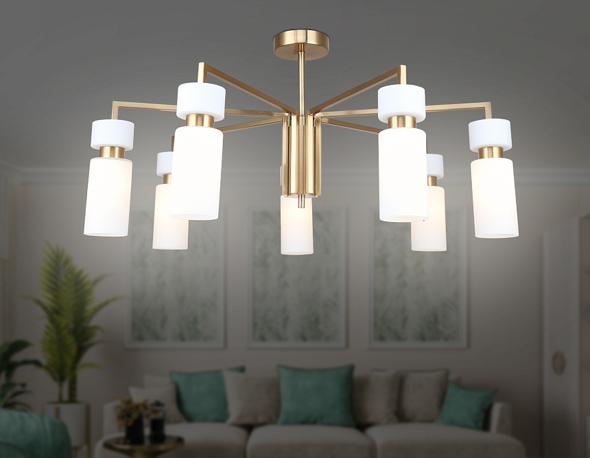 LH56126/7 BS/FR латунь/белый матовый E14*7 max 40W D705*350