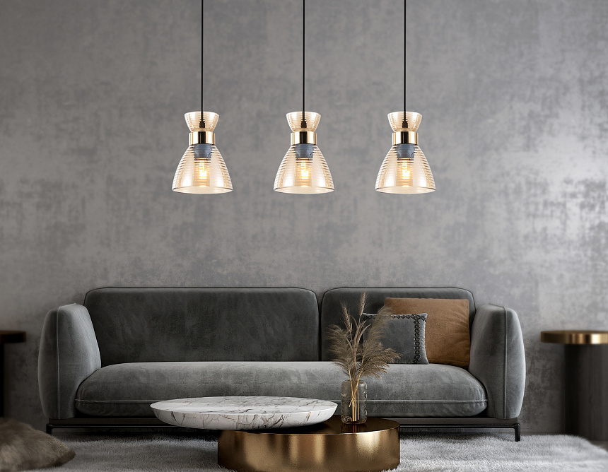 TR3404/3 BK/FGD/TI черный/золото/янтарь E27/3 max 60W 550*135*1000