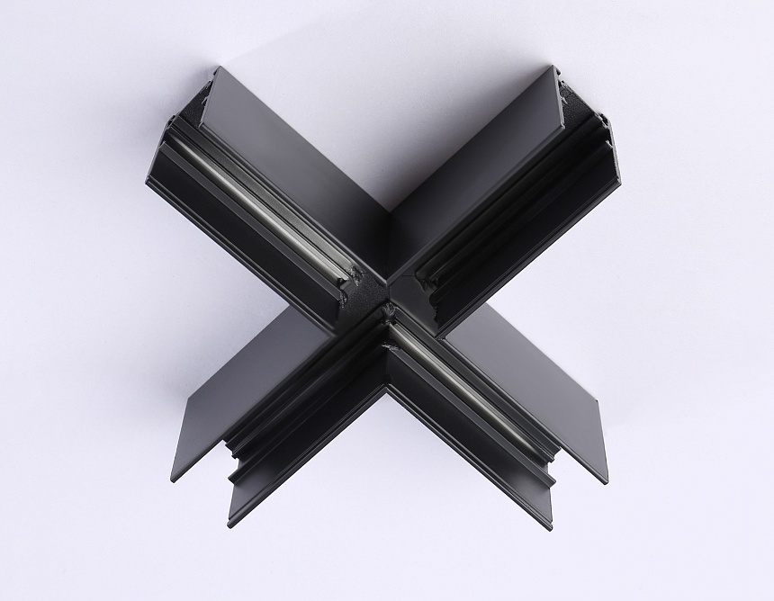 GL3376 BK черный коннектор X-образный для накладного шинопровода 170*170*53.7