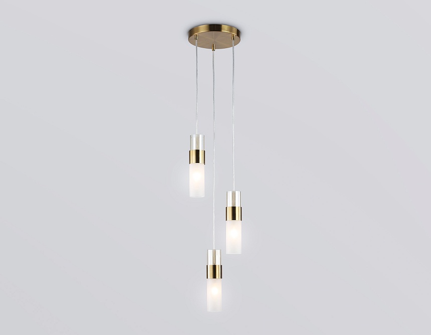 LH55112/3 BS/FR/TI латунь/белый матовый/янтарь E14*3 max 40W D220*1200