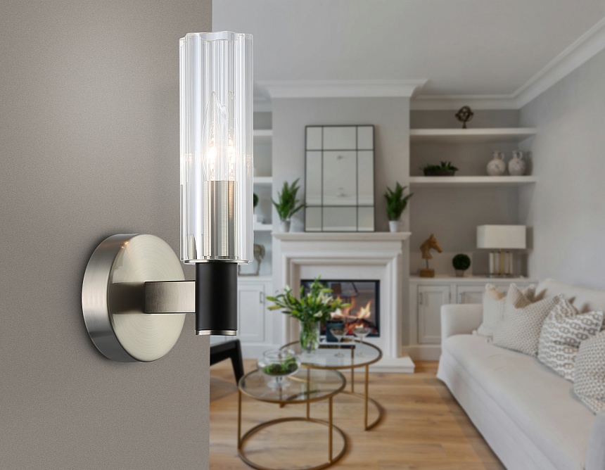 LH55507 SN/BK/CL сатин никель/черный/прозрачный E14 max 40W 120*100*250