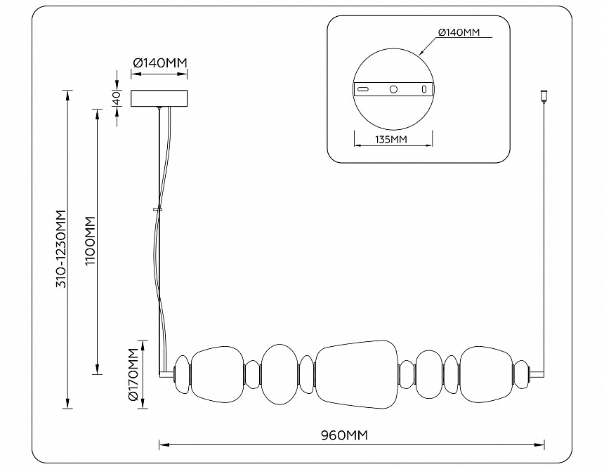 LH53176 SB/WH бронза/белый 26W 3000K 960*170*1230