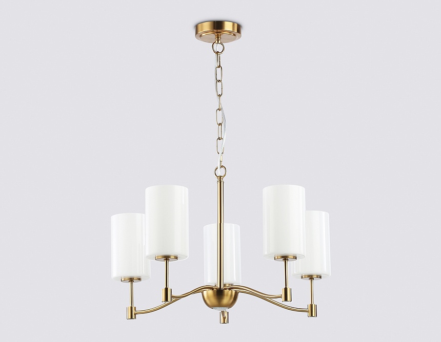 LH56051/5 BS/FR латунь/белый матовый E14*5 max 40W D590*950