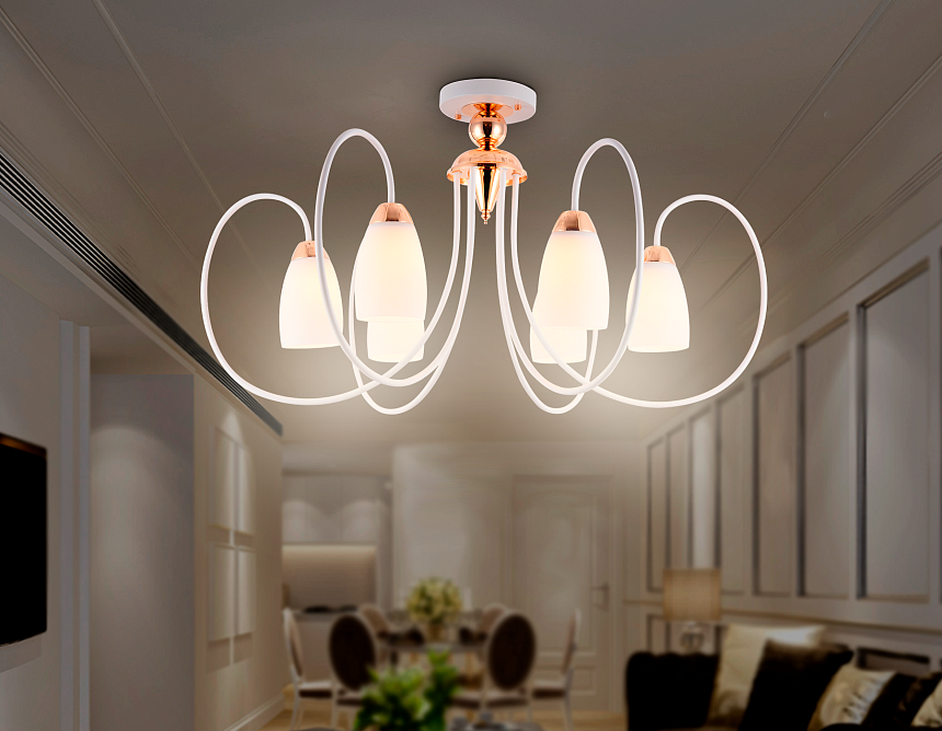 TR3120/6 WH/GD белый/золото E27 max 40W D850*480