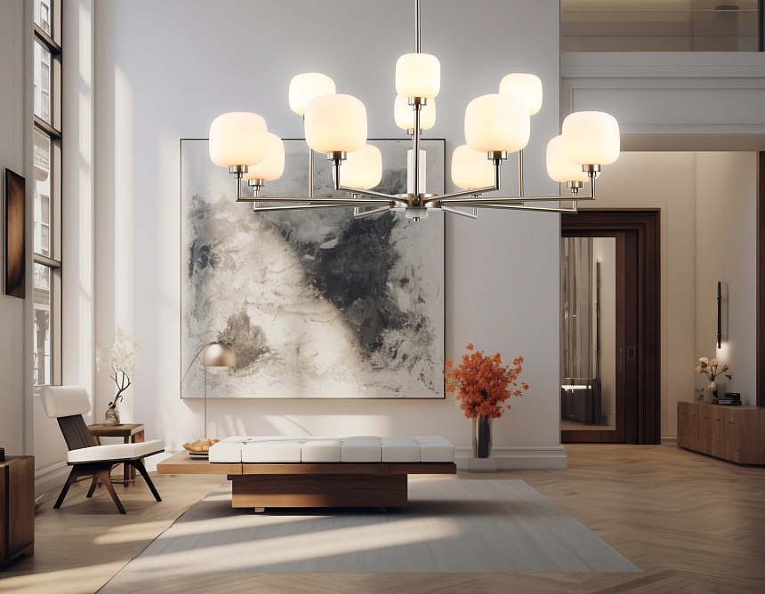 LH53005/12 SN/FR сатин никель/белый матовый G9*12 max 40W D910*680