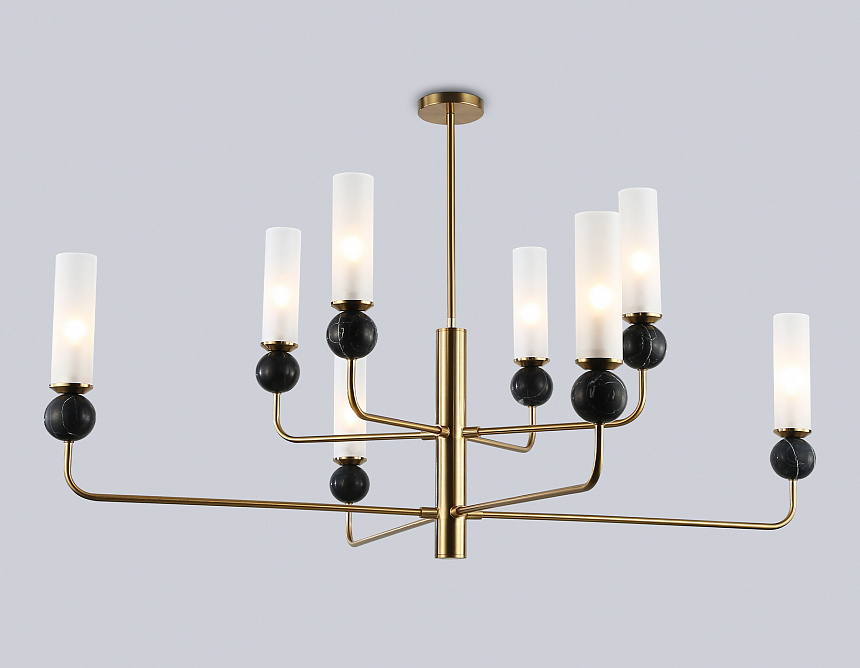 LH53264/8 BS/WH латунь/белый E14*8 max 40W D1260*1445