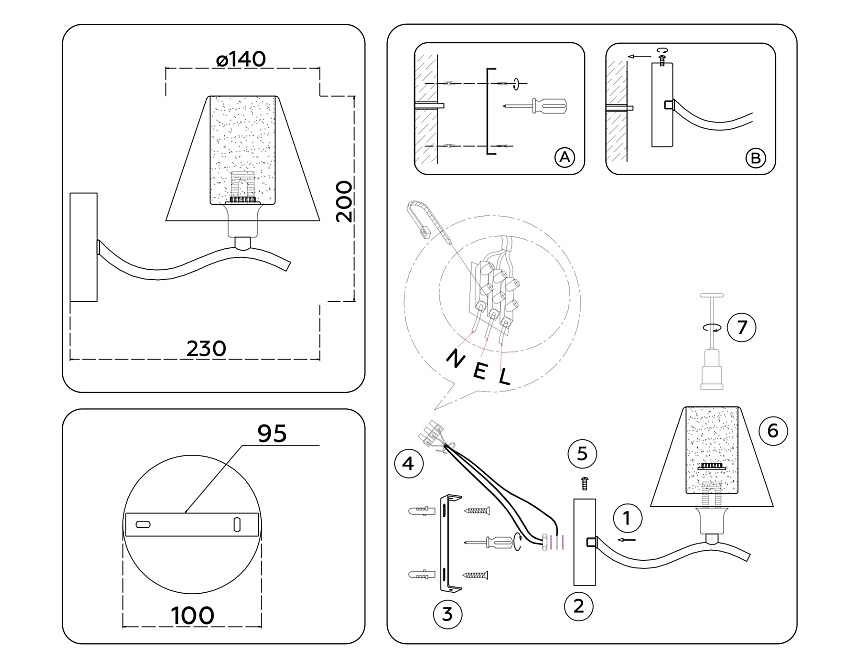 LH57085 SN/FR никель/белый матовый E14 max 40W 230*140*200