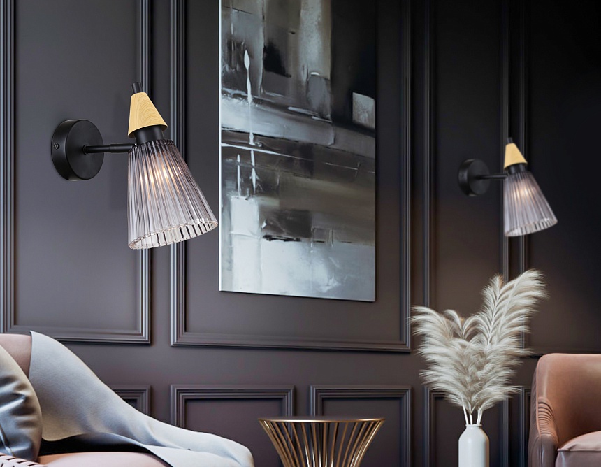 LH58118 BK/LW/SM черный/светлое дерево/дымчатый E14 max 40W 180*110*200