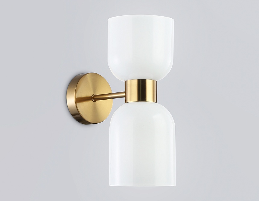 LH56097/2 BS/FR латунь/белый матовый E14*2 max 40W 215*120*300