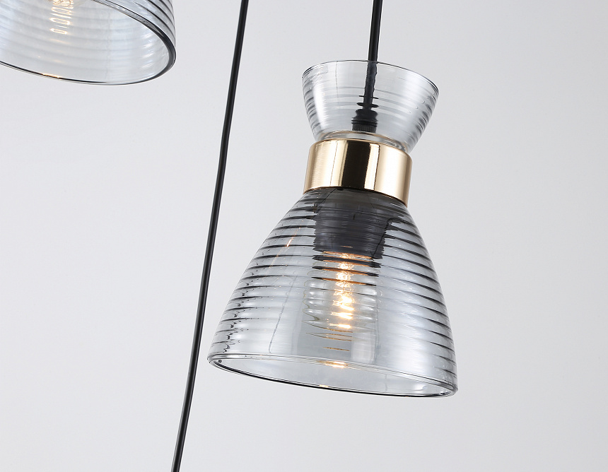 TR3408/3 BK/FGD/SM черный/золото/дымчатый E27/3 max 60W D345*1000