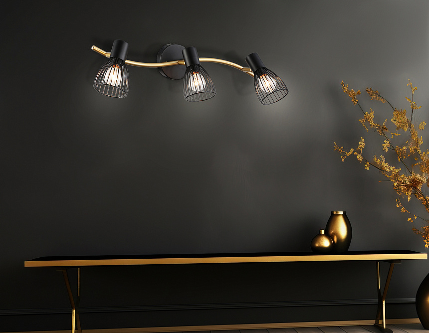 TR8661/3 BK/GD черный/золото E14/3 max 60W 550*100*170