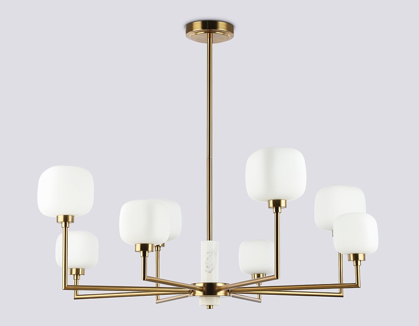 LH53017/8 BS/FR латунь/белый матовый G9*8 max 40W D830*680