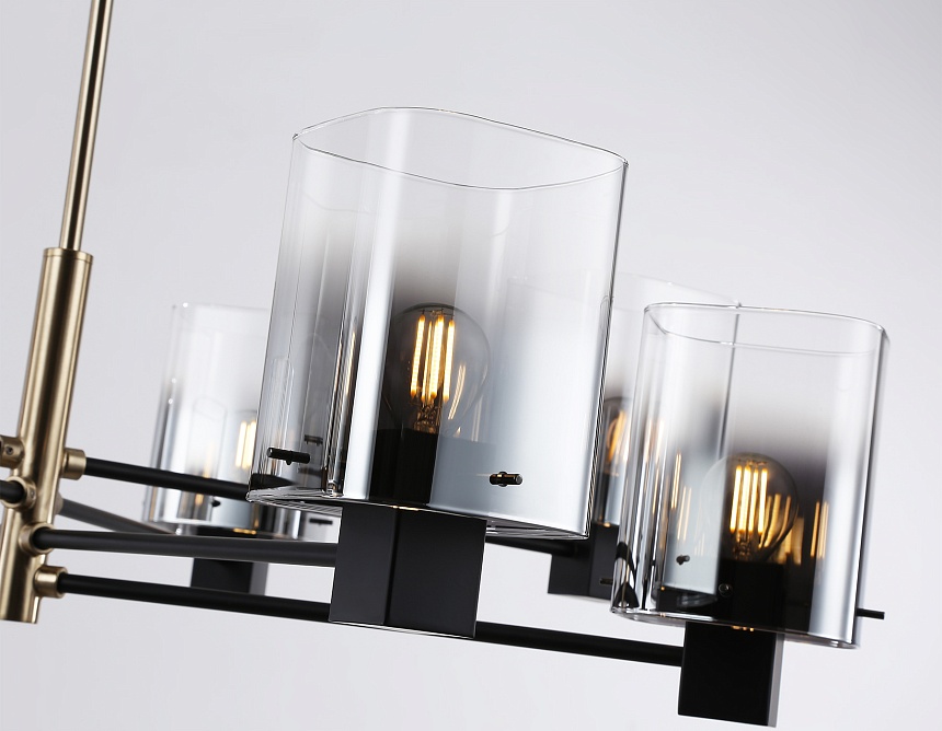 LH57043/8 BK/DBS/SM черный/темная латунь/дымчатый E14/8 max 40W D830*710