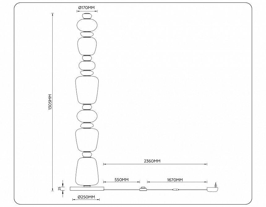 LH53172 SB/WH бронза/белый 34W 3000K D250*1305