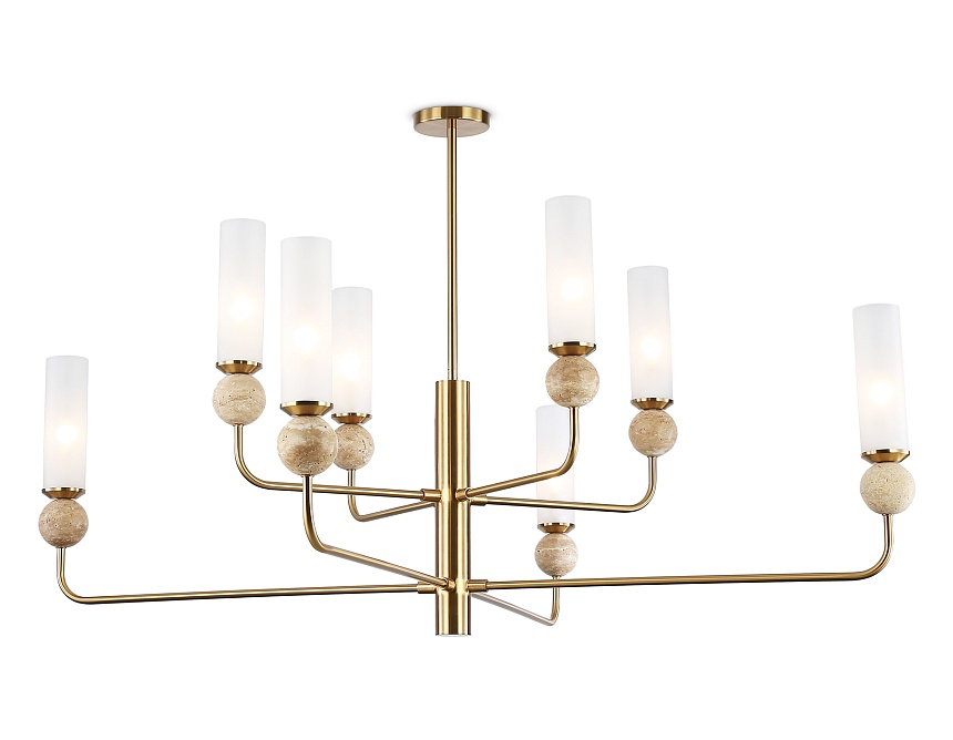 LH53252/8 BS/FR латунь/белый матовый E14*8 max 40W D1260*1445