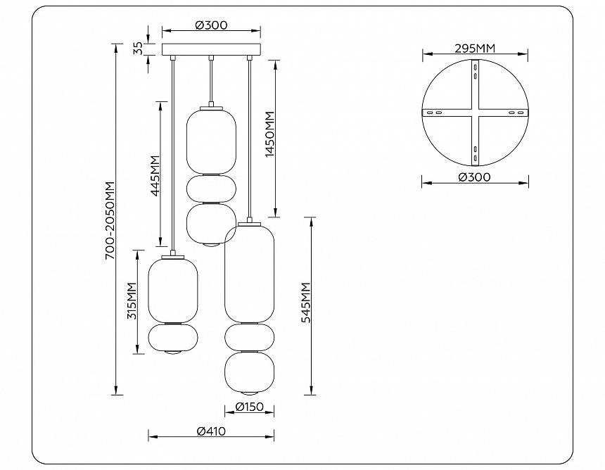 LH11036/3 BK/MG/SM черный/мраморно-серый/дымчатый 40W 3000K D410*2050