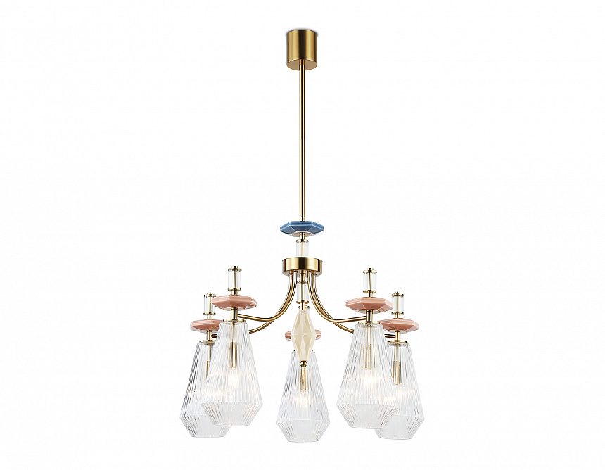 LH53183/5 BS/CL латунь/прозрачный E14*5 max 40W D650*1010