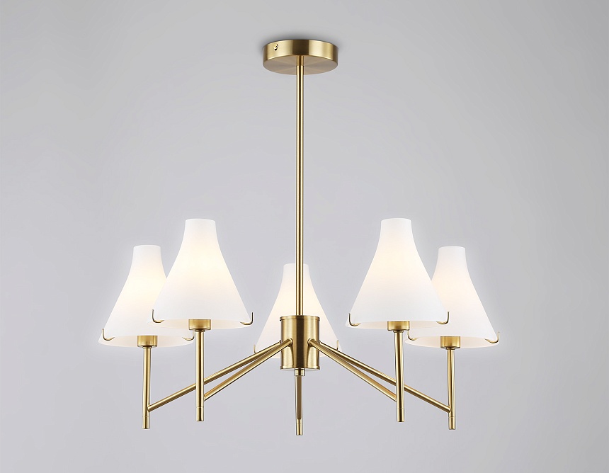 LH57133/5 BS/FR латунь/белый матовый E14/5 max 40W D650*590