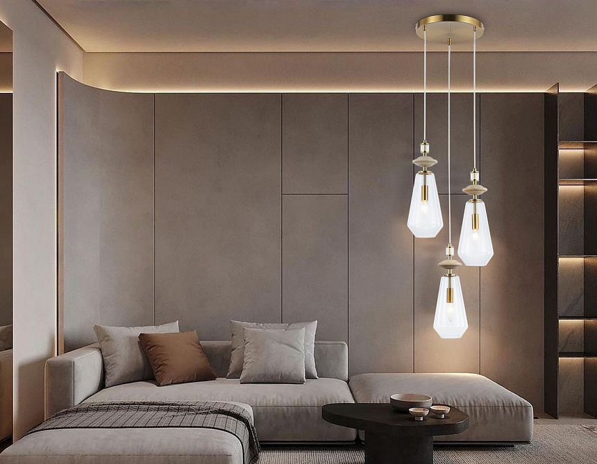 LH53302/3 BS/CL латунь/прозрачный E14*3 max 40W D340*2150