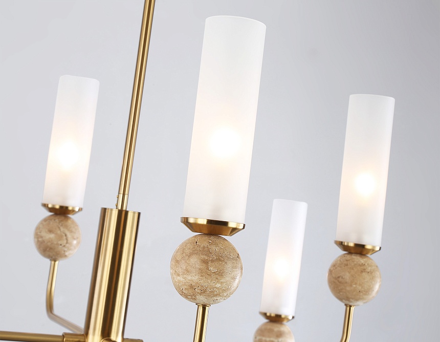 LH53252/8 BS/FR латунь/белый матовый E14*8 max 40W D1260*1445