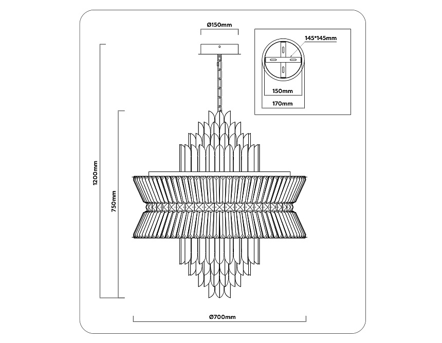 LH41026/18 BK/CL черный/прозрачный E14*18 max 40W D700*750