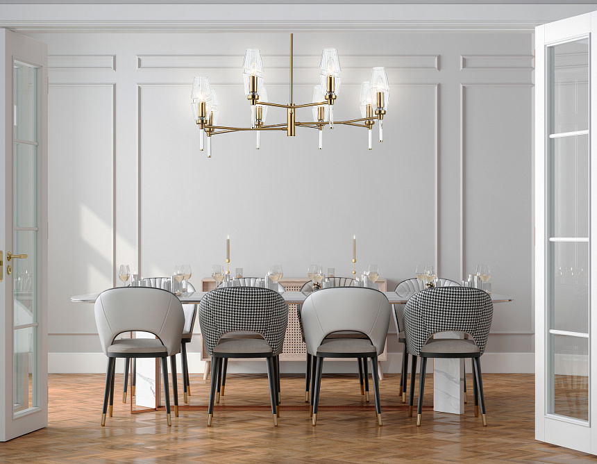 LH55202/8 BS/CL латунь/прозрачный E14*8 max 40W D800*520