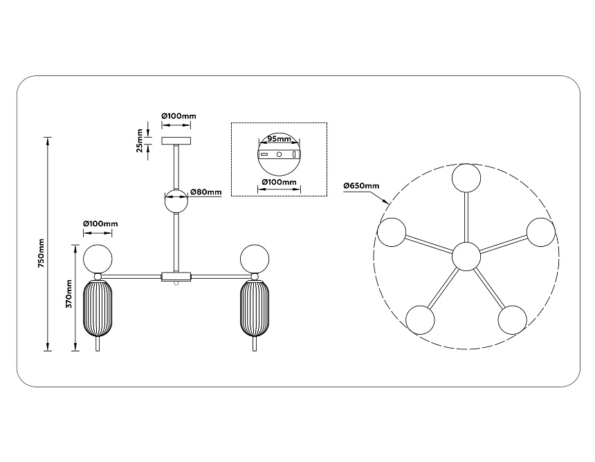 LH53104/5 BS/GR/FR латунь/серый/белый матовый G9*5 max 28W D650*750