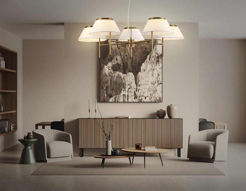 LH72473/5 BS/WH латунь/белый Е14/5 max 40W D1000*290-1080