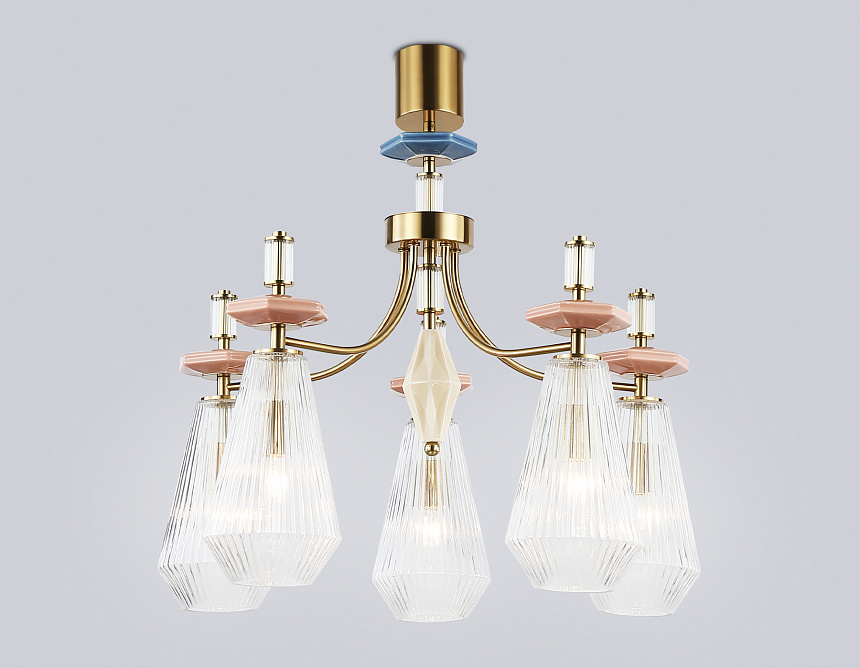 LH53183/5 BS/CL латунь/прозрачный E14*5 max 40W D650*1010