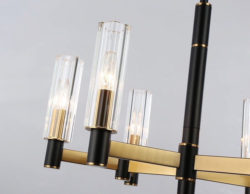 LH55511/6 BK/BS/CL черный/латунь/прозрачный E14*6 max 40W D570*760