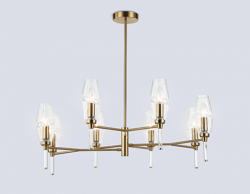 LH55202/8 BS/CL латунь/прозрачный E14*8 max 40W D800*520