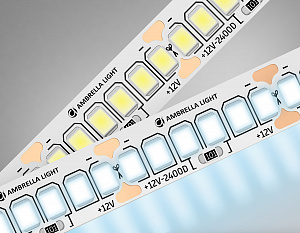 GS1403 2835 240Led/ 17W m/ 12V IP20 6500K/ 5000*10*1.2mm (2 конт.)