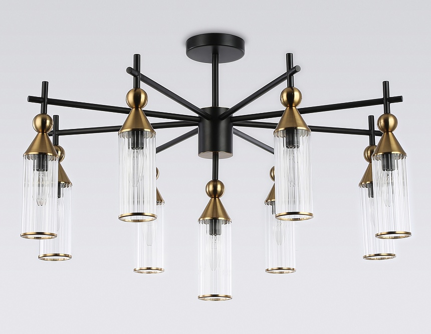 LH55258/9 BK/BS/CL черный/латунь/прозрачный E14*9 max 40W D770*530