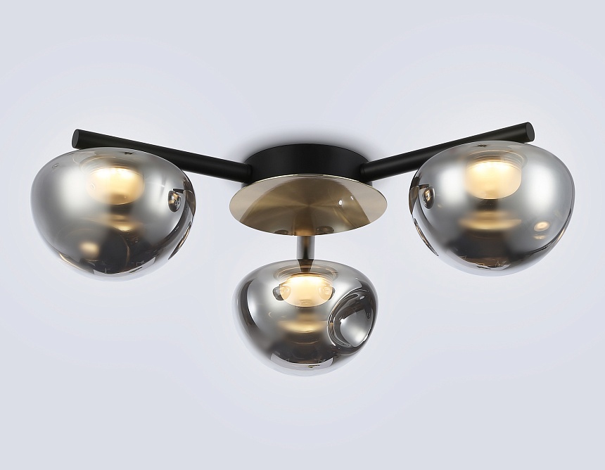 LH12006/3 BK/GD/SM черный/золото/дымчатый 18W 3000K D640*170