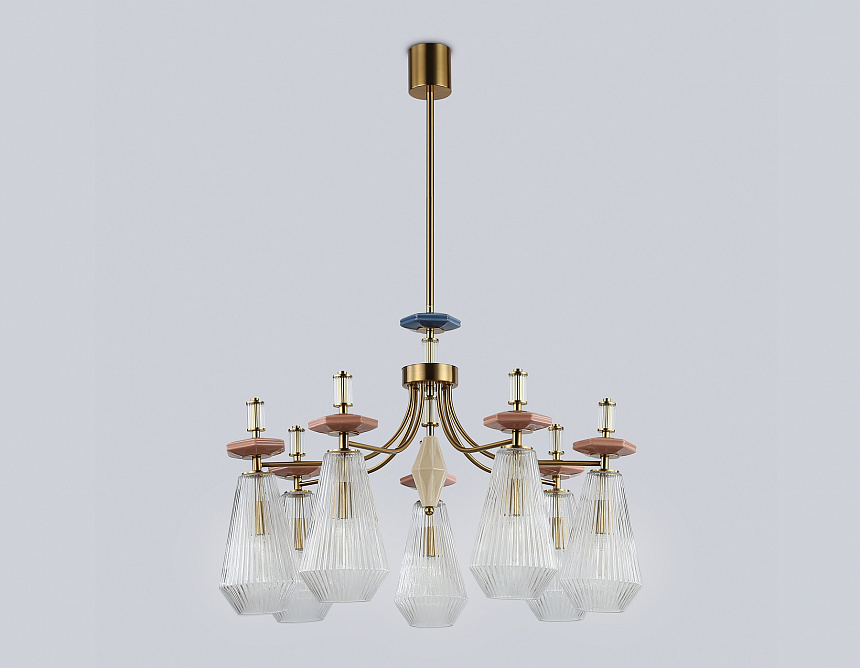 LH53184/7 BS/CL латунь/прозрачный E14*7 max 40W D750*1010