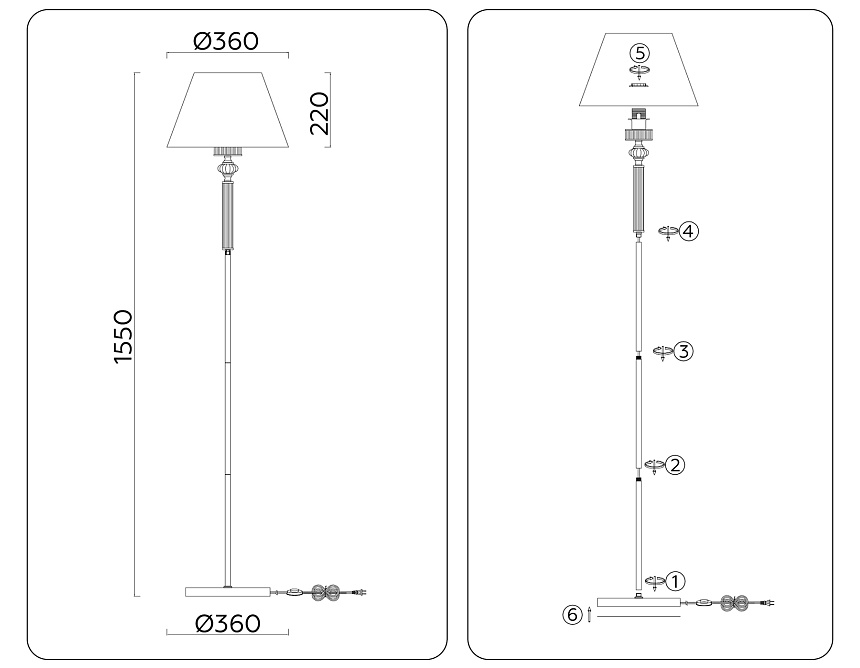 LH71028 BS/WH латунь/белый E27 max 60W D360*1550