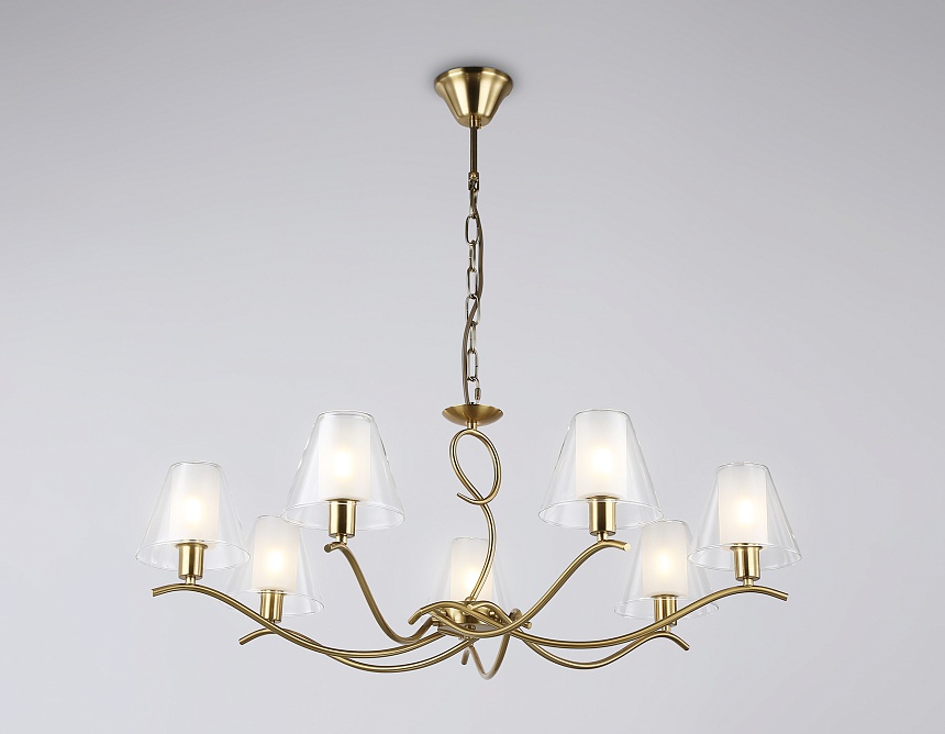 LH57093/7 BS/FR латунь/белый матовый E14/7 max 40W D840*790