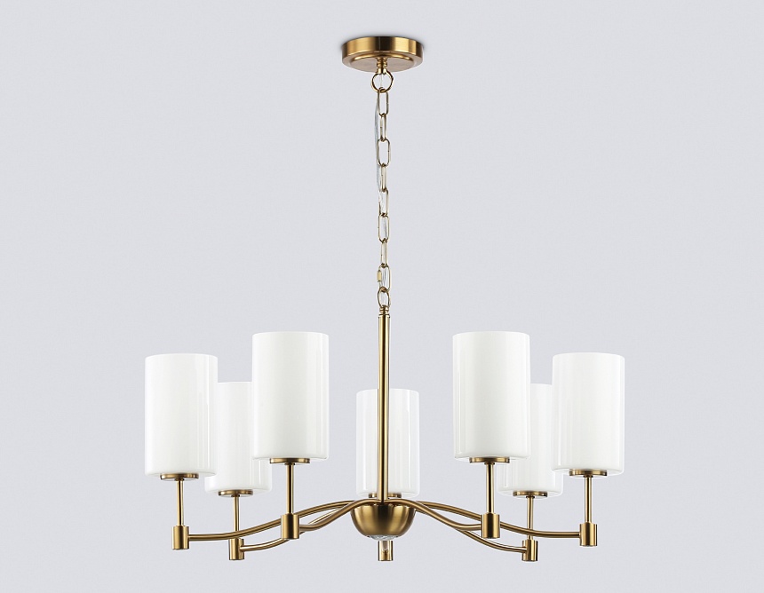 LH56053/7 BS/FR латунь/белый матовый E14*7 max 40W D680*950