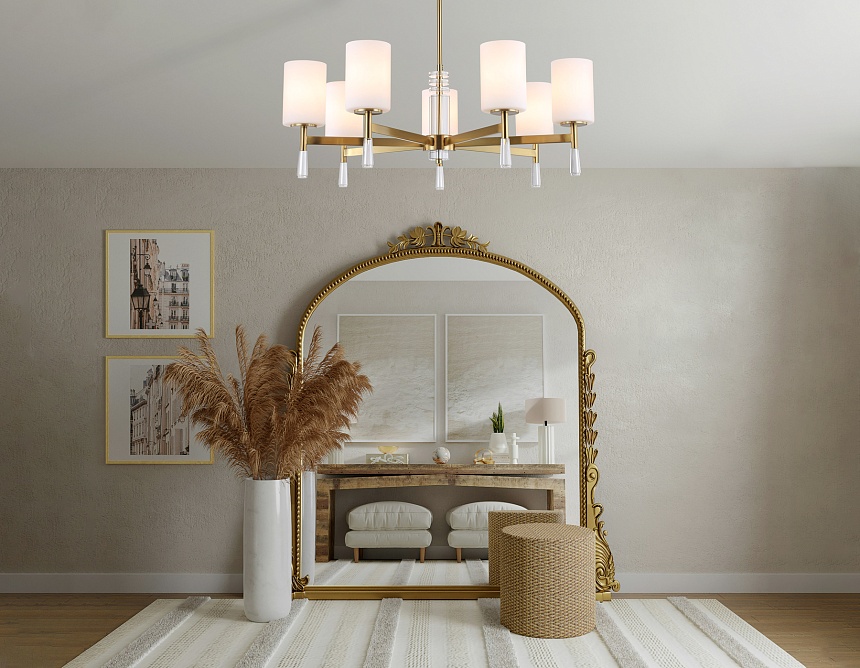 LH56263/7 BS/FR латунь/белый матовый E27/7 max 60W D750*590