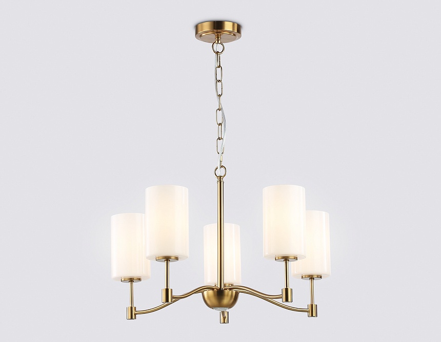 LH56051/5 BS/FR латунь/белый матовый E14*5 max 40W D590*950