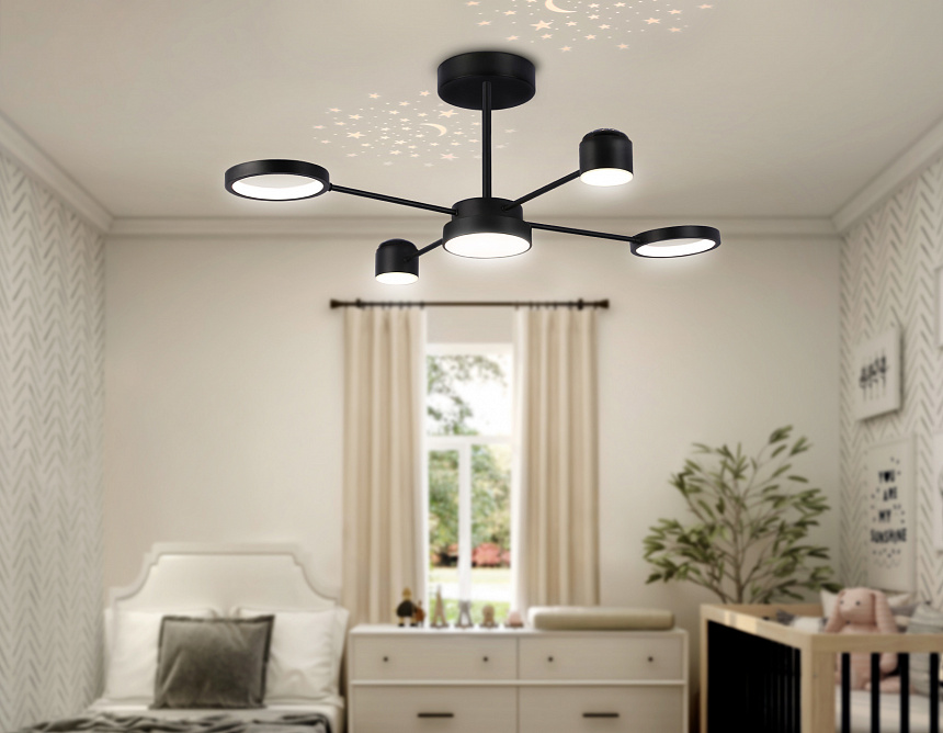 FL51632/4+1 BK/GD черный/золото 3000K-6400K 48W 910*745*300 (ПДУ ИК)