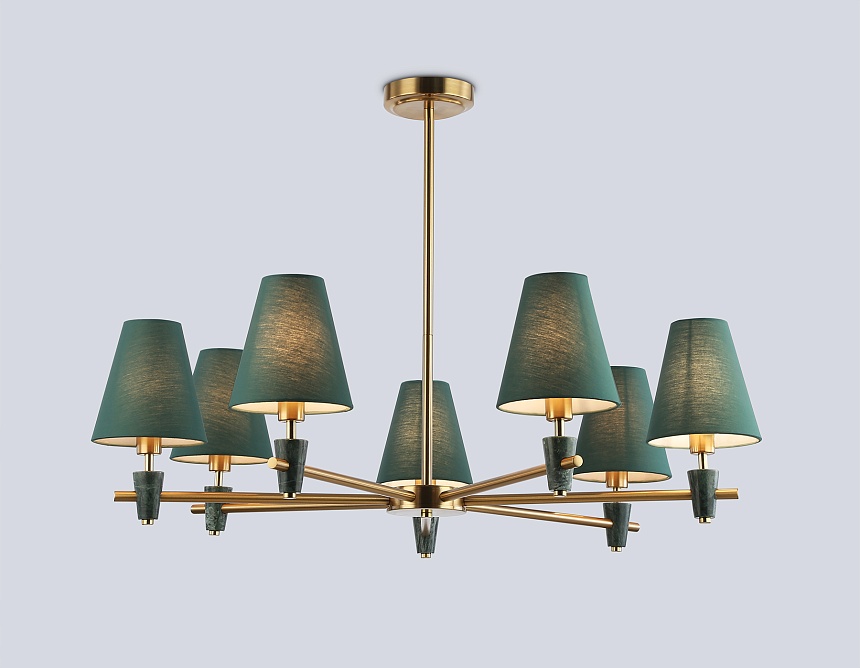 LH75053/7 BS/GN латунь/зеленый E14*7 max 40W D840*580