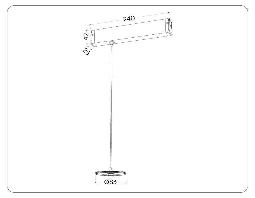 A2660 BK черный крепеж трековый подвесной для корпуса DIY D85mm 240*42*25 H1500