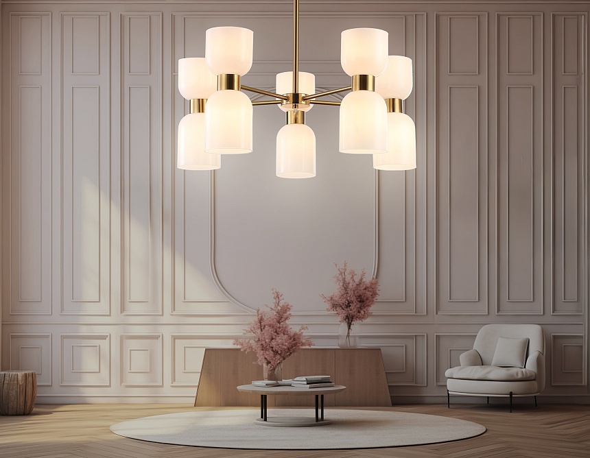 LH56093/10 BS/FR латунь/белый матовый E14*10 max 40W D700*510