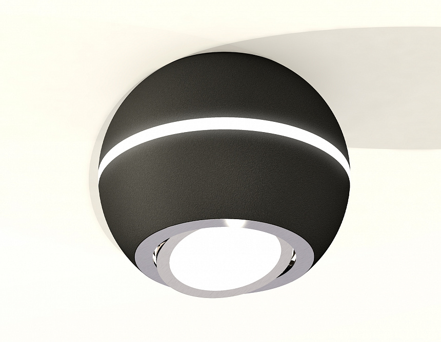 XS1102021 SBK/PSL черный песок/серебро полированное MR16 GU5.3 LED 3W 4200K (C1102, N7003)