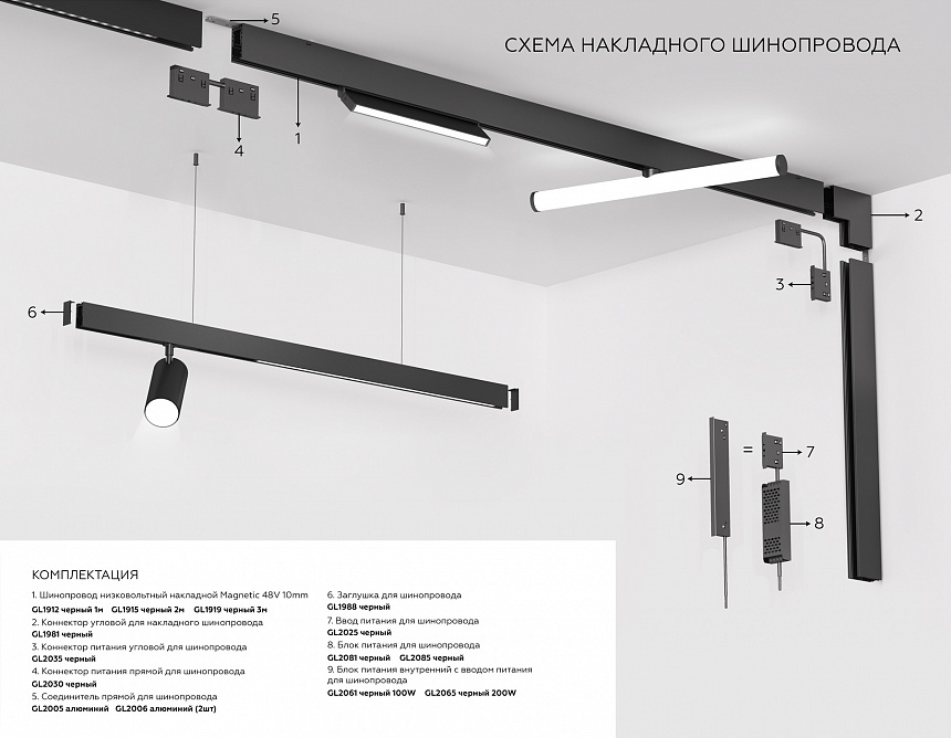 GL1915 BK черный IP20 48V 2000*21*43